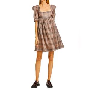 En Saison Plaid Organza Mini Dress, size XS